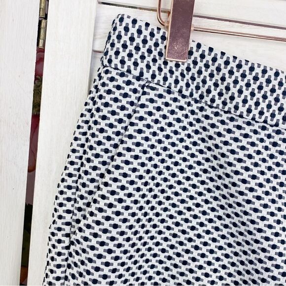 Express Editor Swiss Dot Crop Pants White Blue 2 - Picture 3 of 9